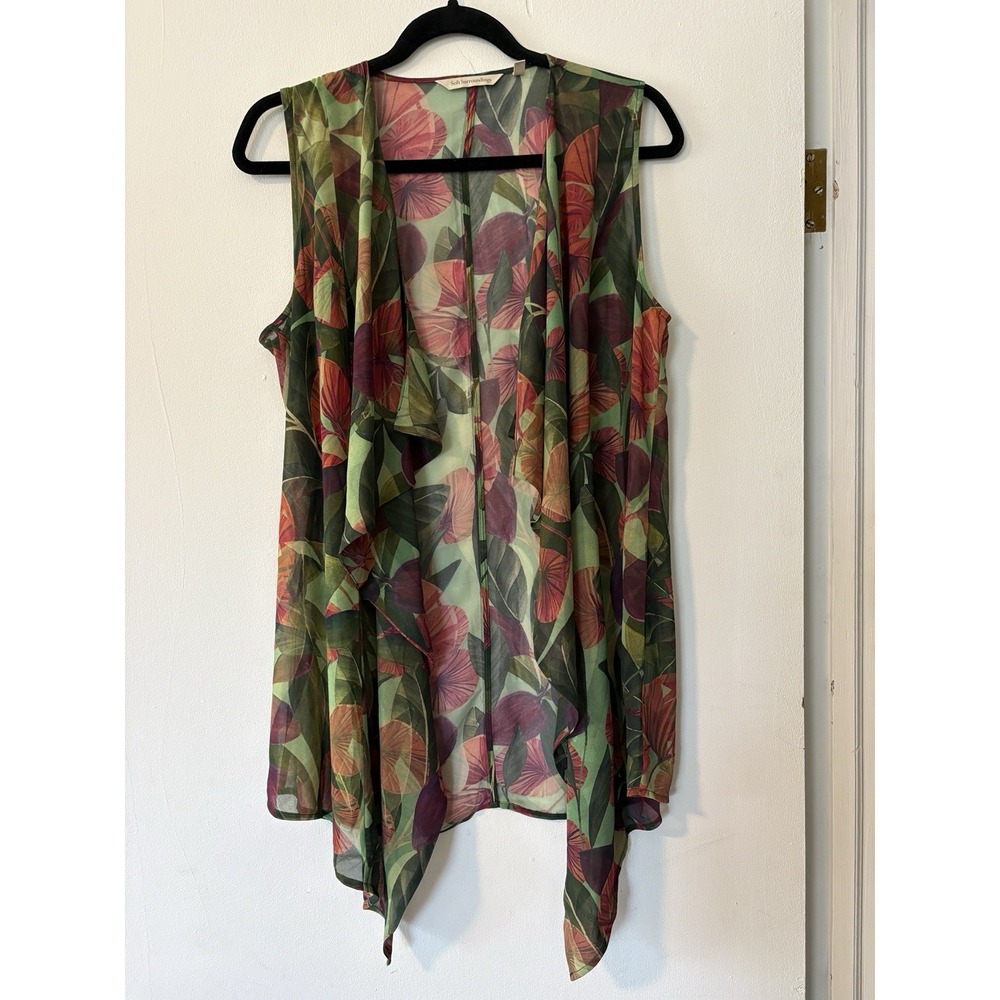 Soft Surroundings Open Front Duster Vest Women's Small Garden Boho Hippie